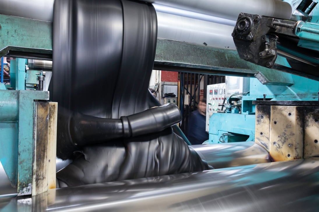 rubber compound is being prepared at the rubber factory, rubber mixing